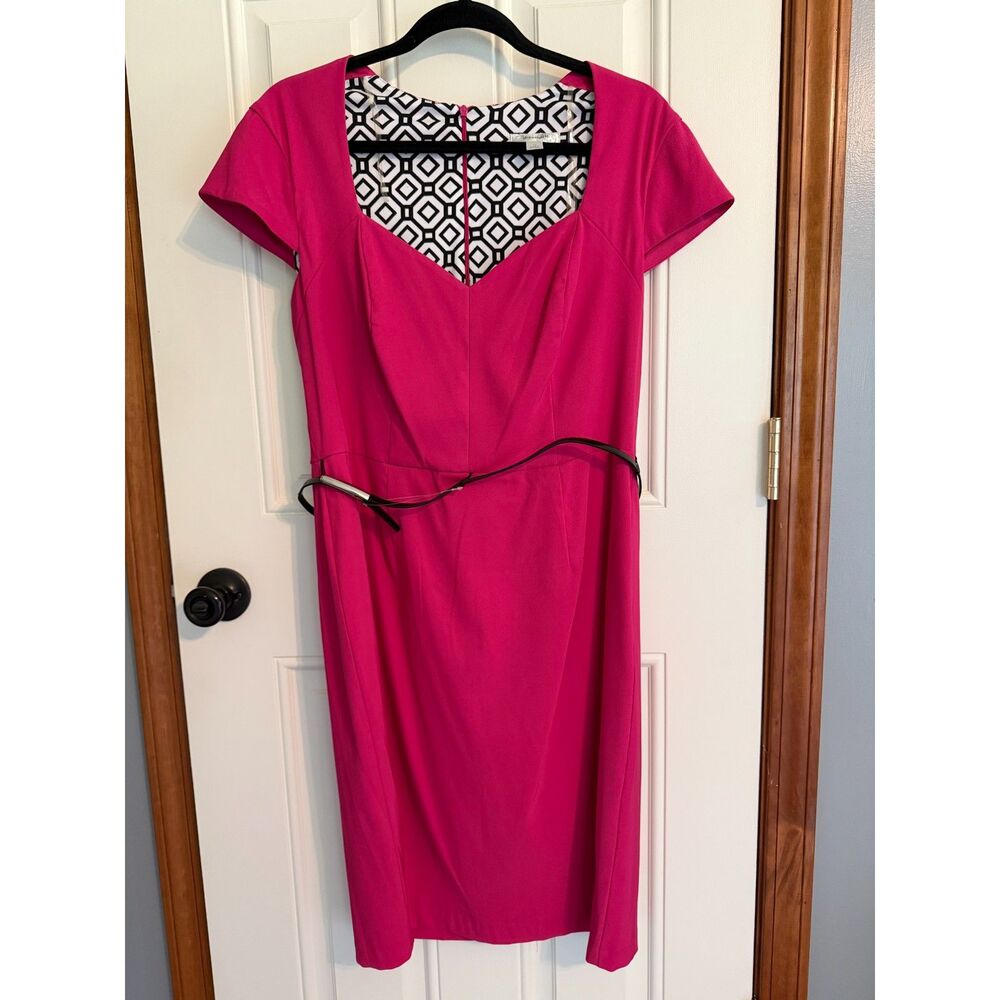 NWOT Dress Barn Pink with black belt size 14